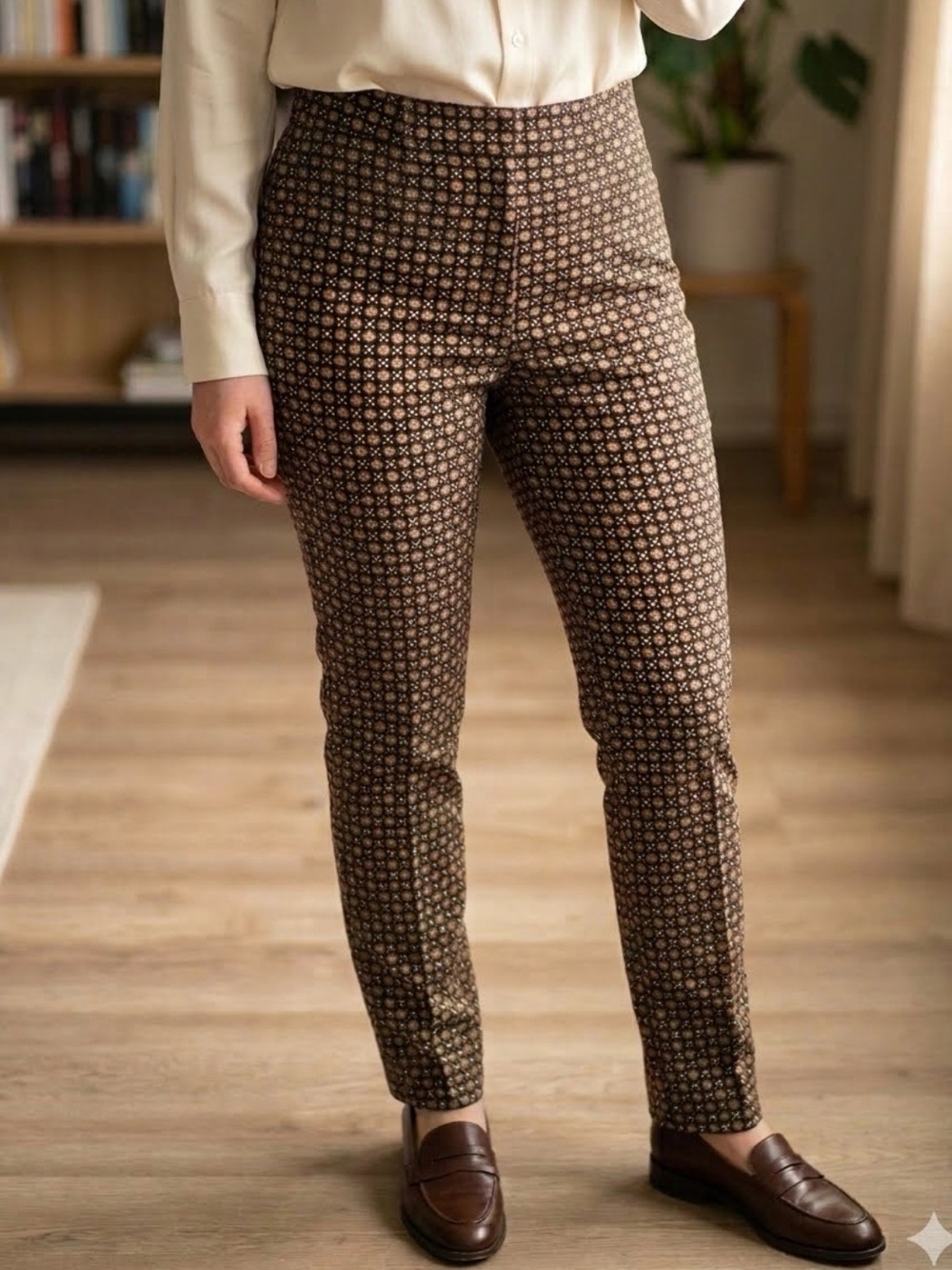 Anthropologie "The Essential Slim" Geometric Print Trousers - Size 2 #0376